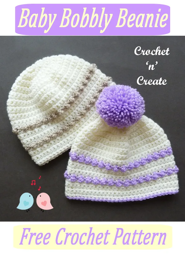 crochet baby bobbly beanie