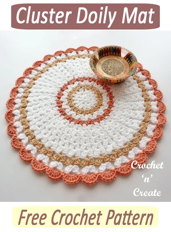 crochet cluster doily mat