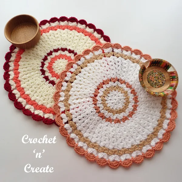 two crochet mats