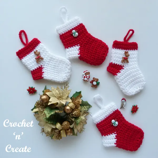 mini crochet christmas stocking