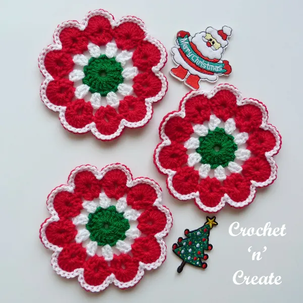 crochet merry jingle coaster