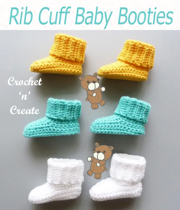 rib cuff baby booties