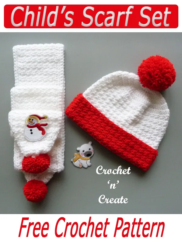 crochet childs scarf set