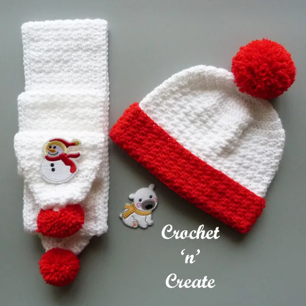 crochet childs scarf set