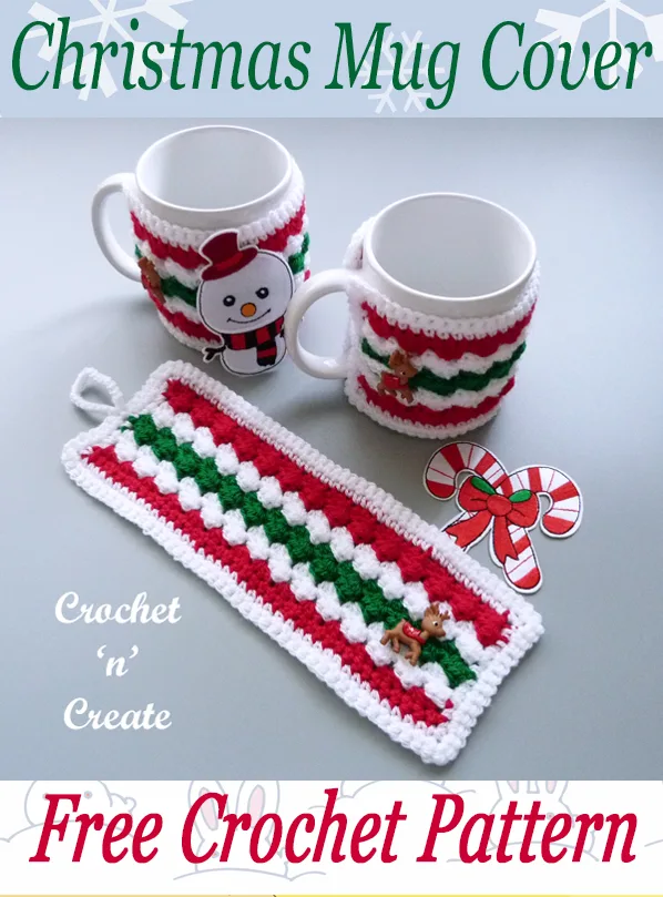 christmas crochet mug cover