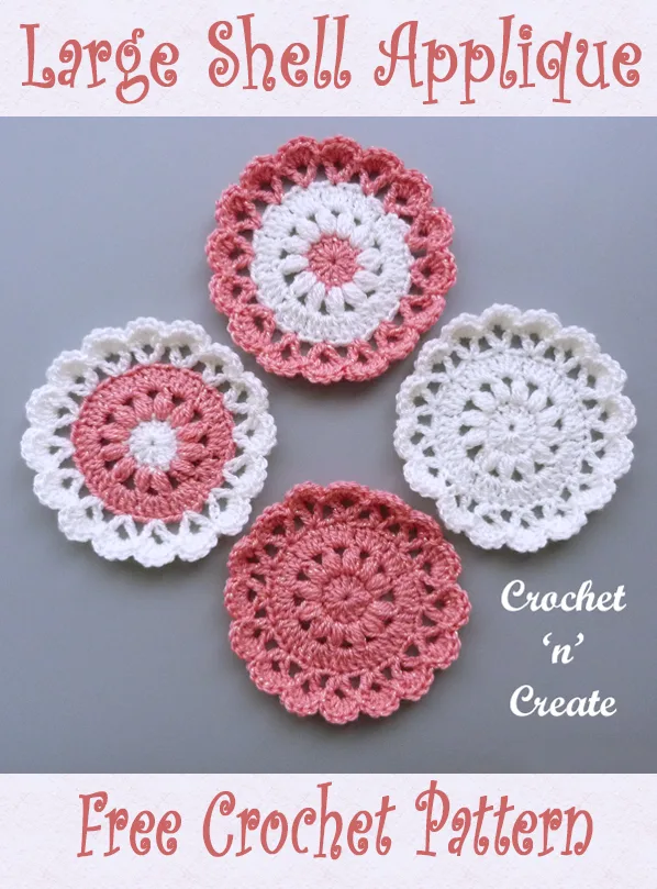 crochet large shell applique