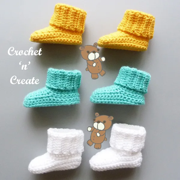 rib cuff baby booties