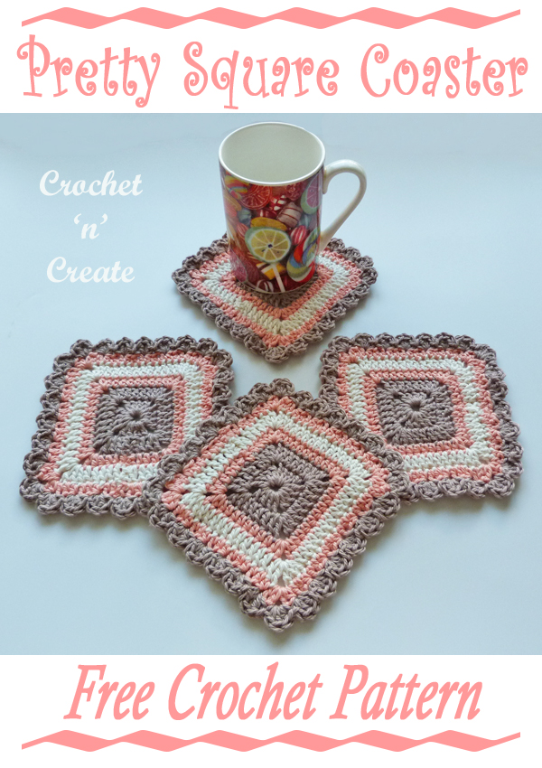 crochet pretty square coaster