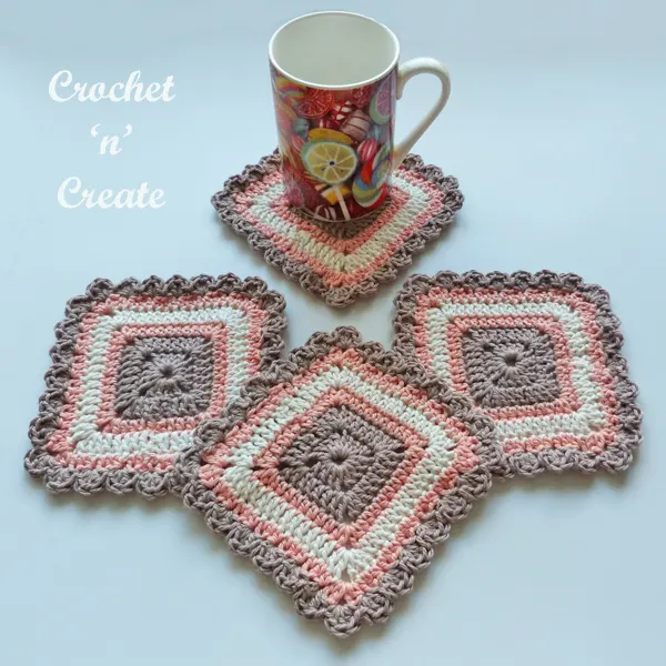 crochet pretty square coaster