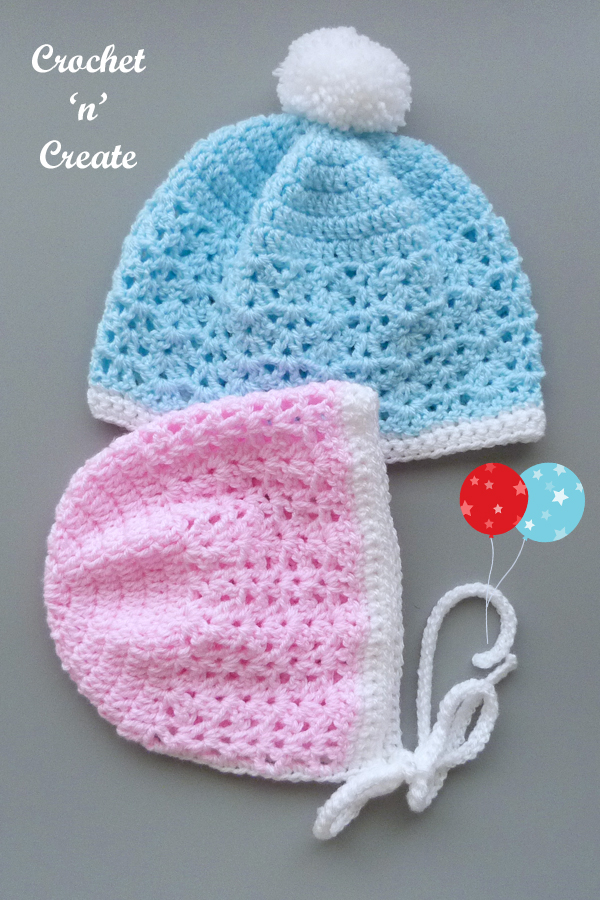 his-hers crochet baby hats