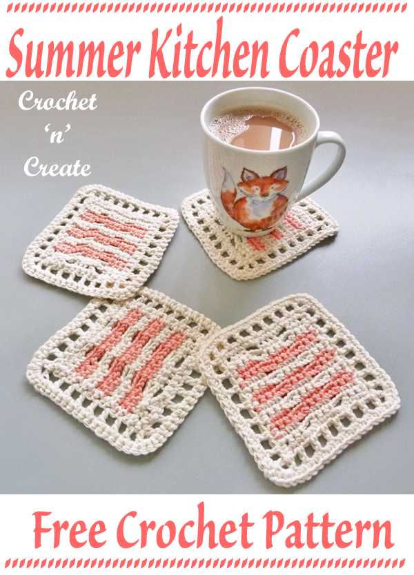 summer kitchen crochet coaster