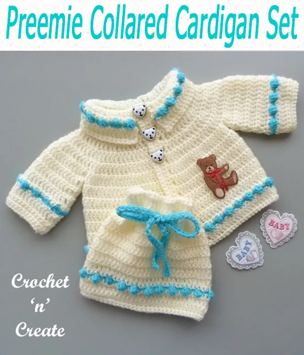 preemie collared cardigan set