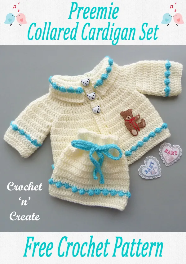 preemie collared cardigan set