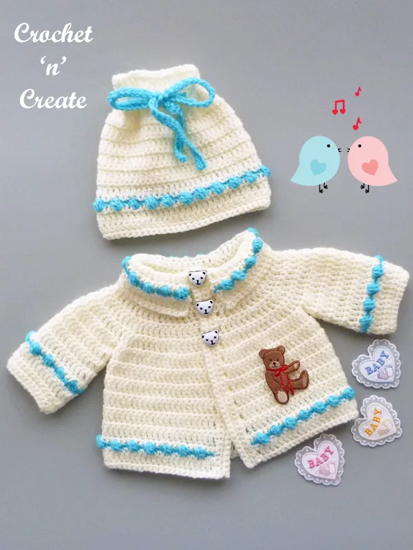 preemie collared cardigan set