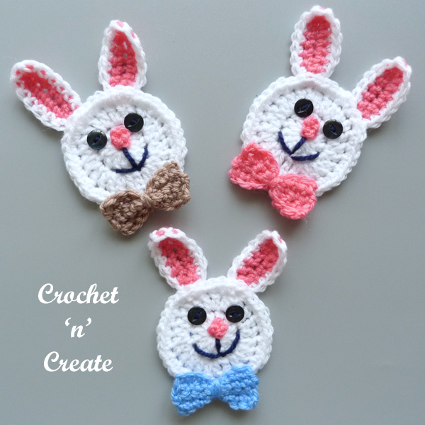 crochet rabbit face applique