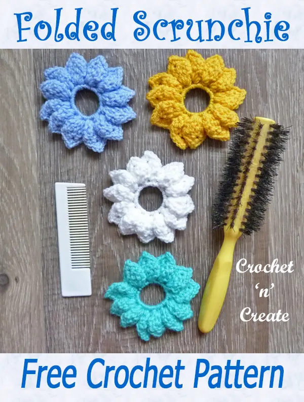 crochet folded leaf scrunchie