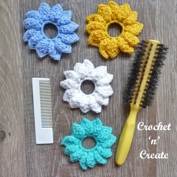 crochet folded leaf scrunchie