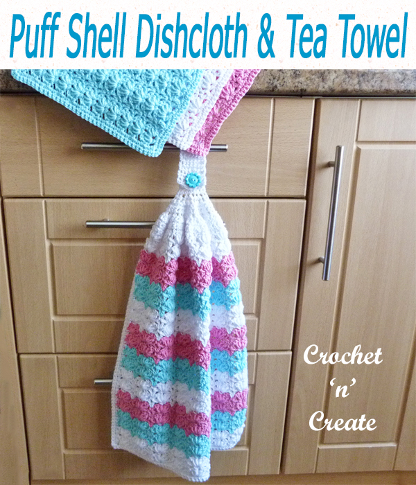 crochet puff dishcloth-teatowel