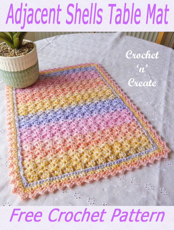 crochet adjacent shells table mat