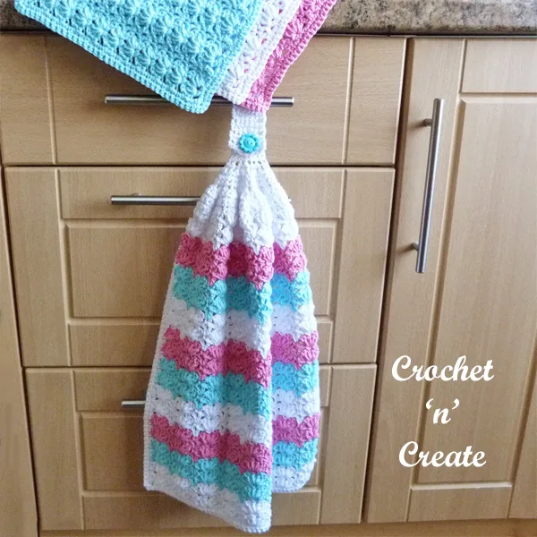 crochet puff dishcloth-teatowel