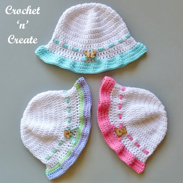 three cute baby hats