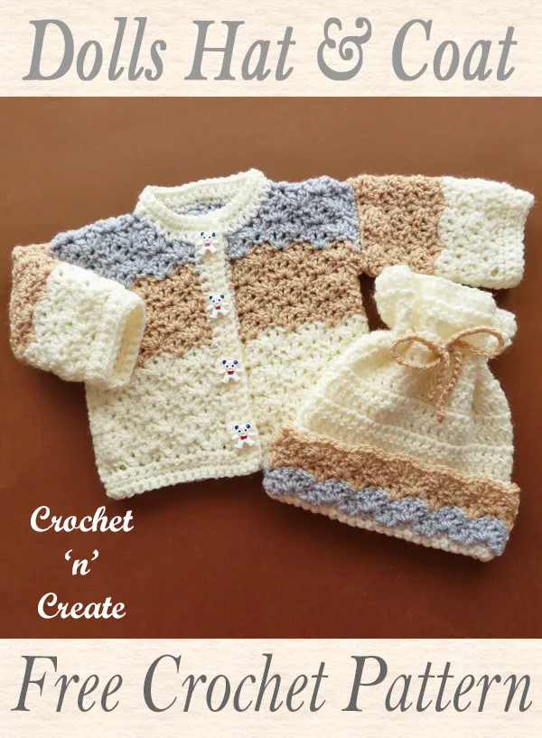 dolls crochet hat-coat