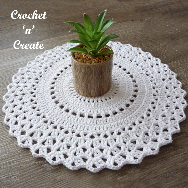 white crochet table mat