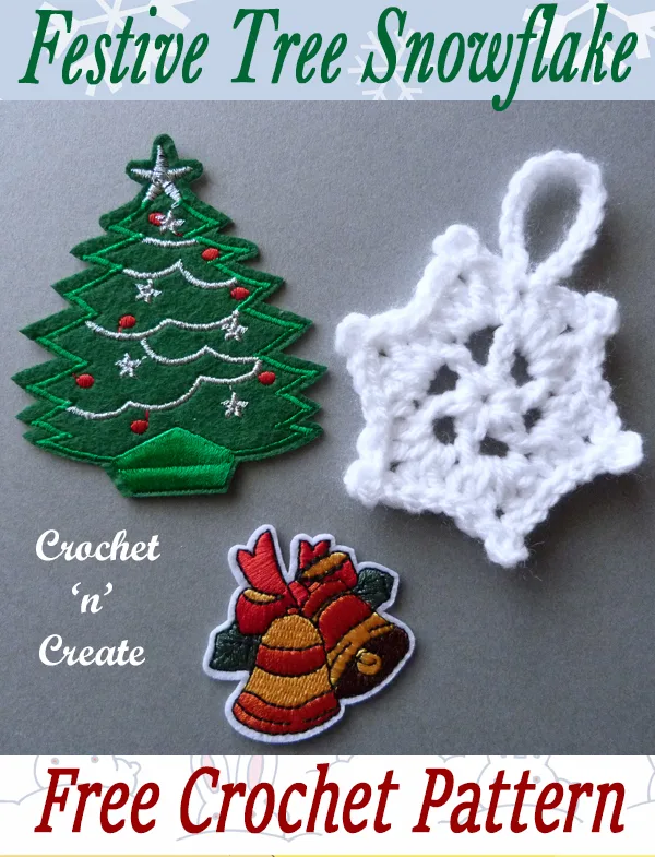 festive tree crochet snowflake