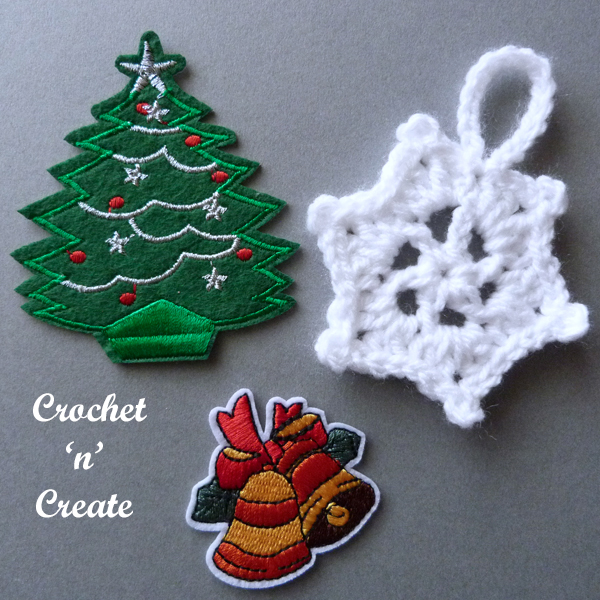 festive tree crochet snowflake