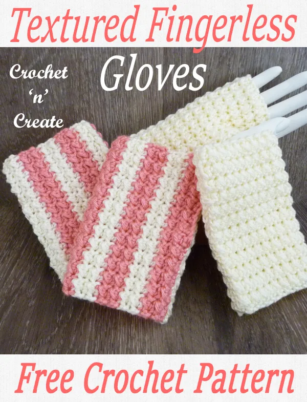 textured crochet fingerless gloves