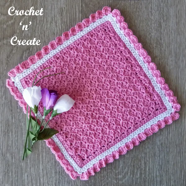 pink hatch square doily