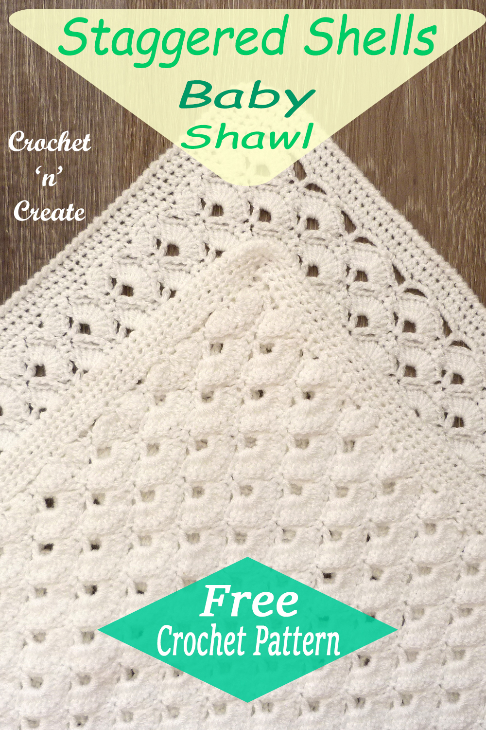 staggered shells baby shawl