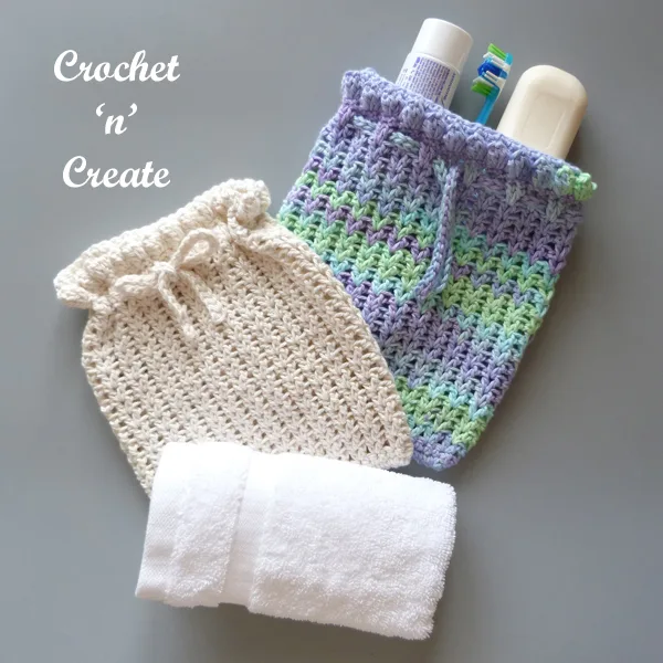 drawstring crochet sponge pouch