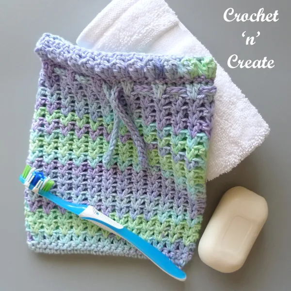 drawstring crochet sponge pouch