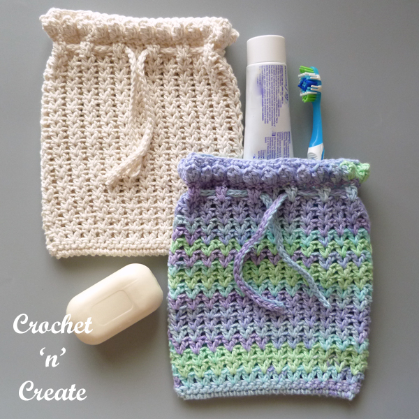 drawstring crochet sponge pouch