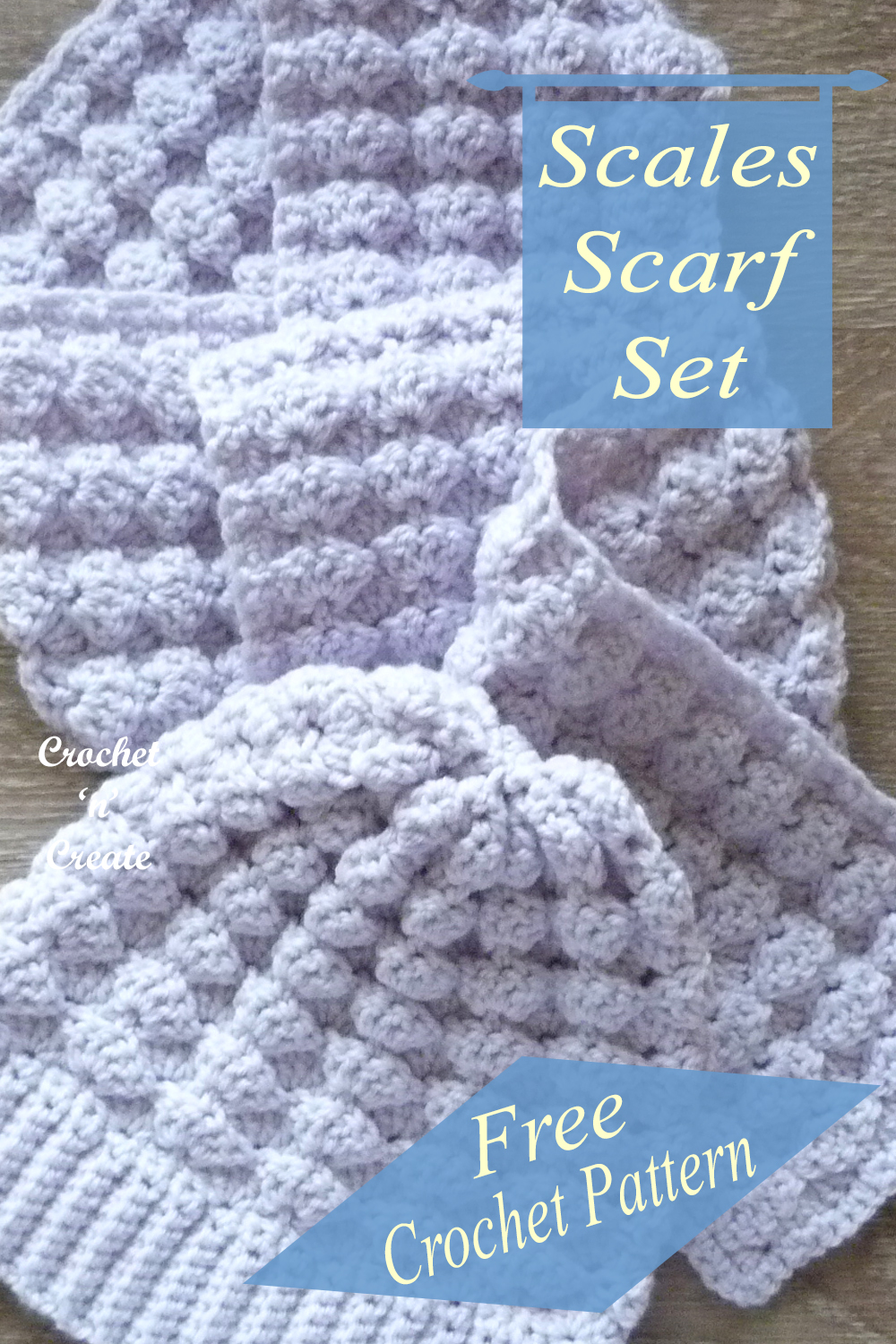 crochet scales scarf set