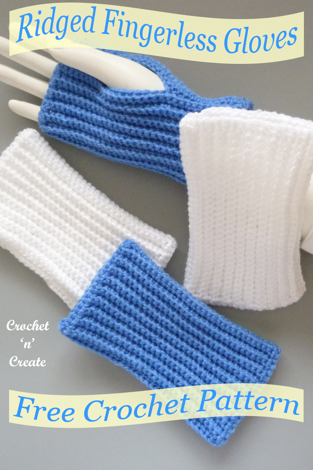 crochet ridged fingerless gloves