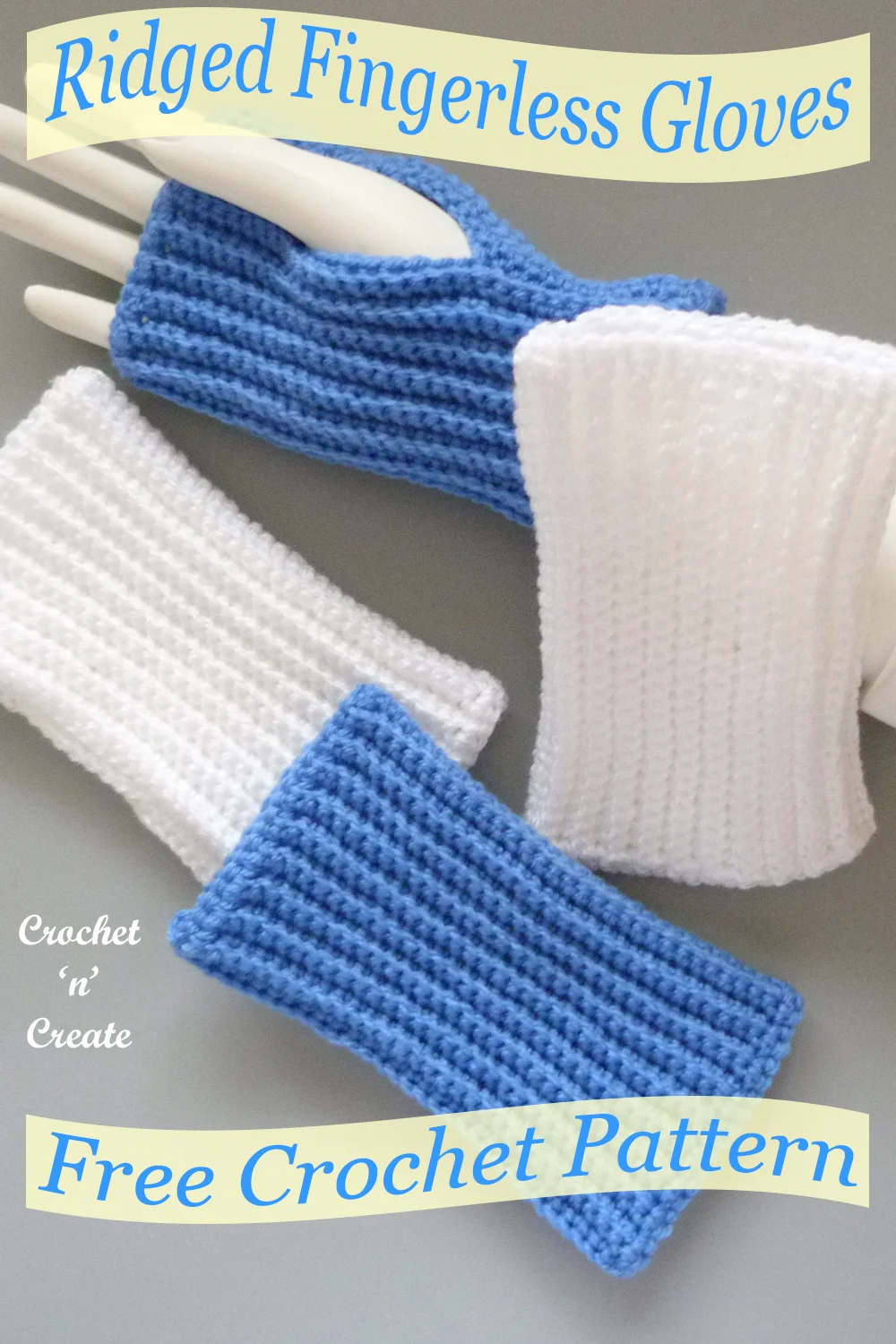 crochet ridged fingerless gloves