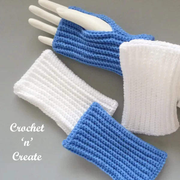 crochet ridged fingerless gloves