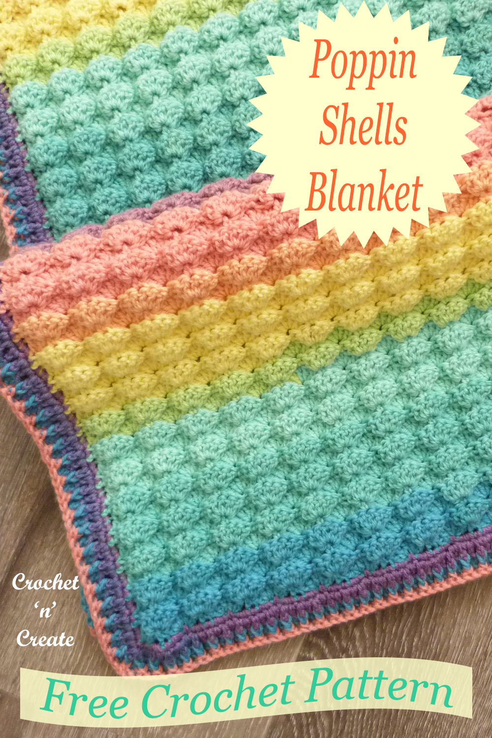 crochet poppin shells blanket