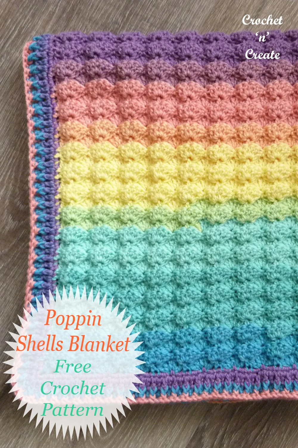 crochet poppin shells blanket