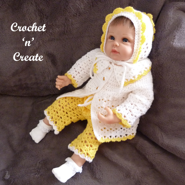 crochet matinee baby outfit