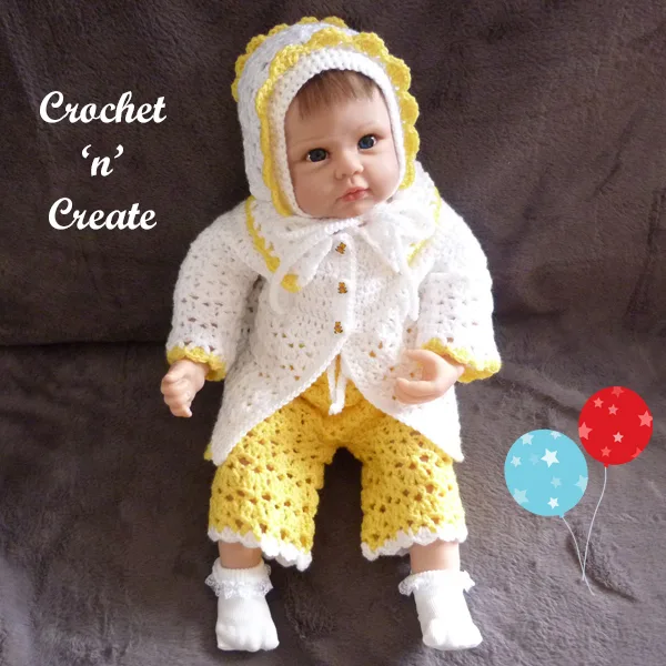 crochet matinee baby outfit