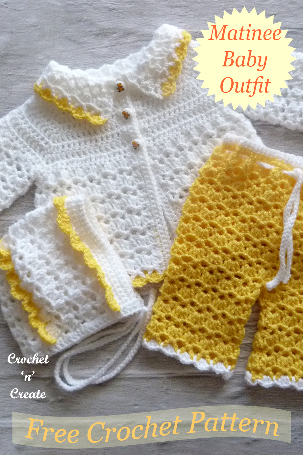 crochet matinee baby outfit