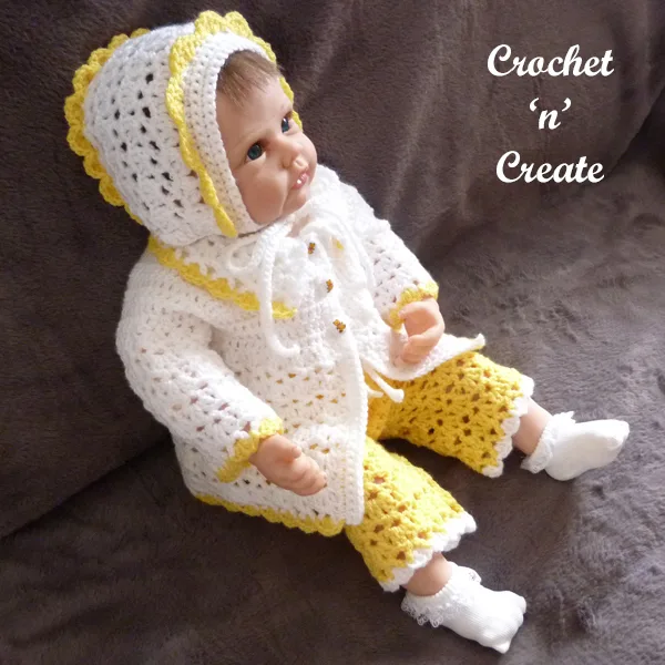 crochet matinee baby outfit