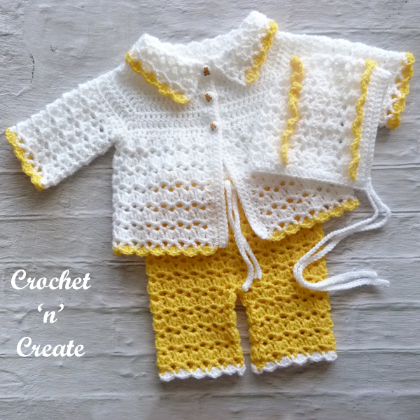 crochet matinee baby outfit