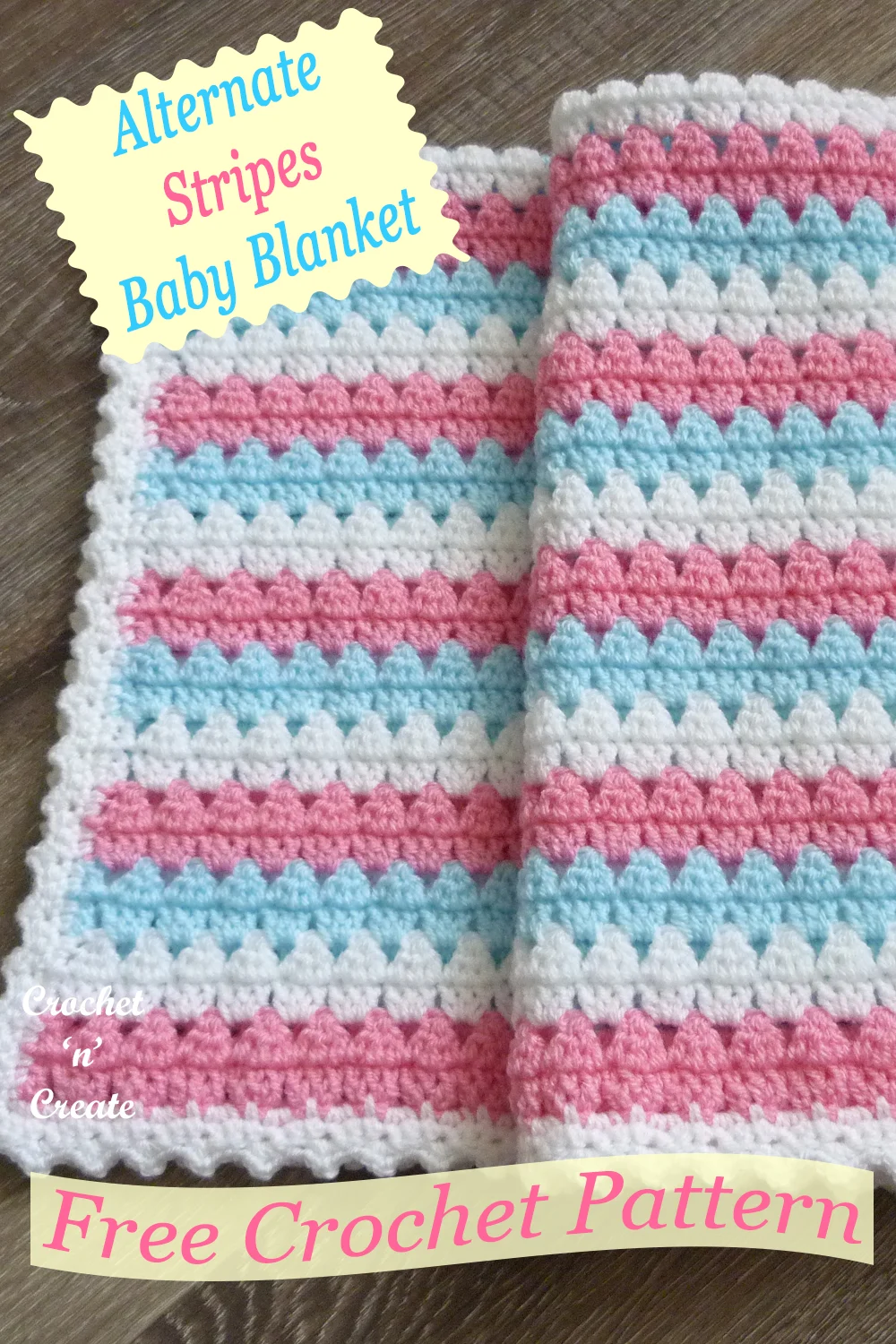 crochet alternate stripes baby blanket