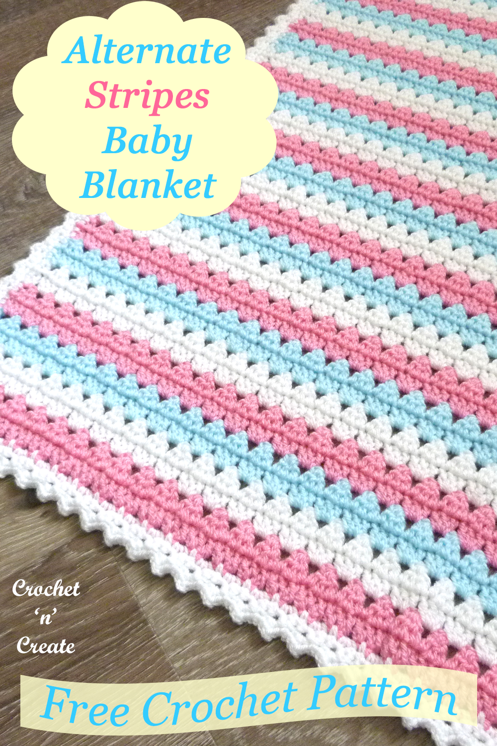 crochet alternate stripes baby blanket