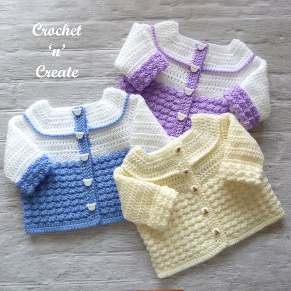 crochet cuffed baby cardigan