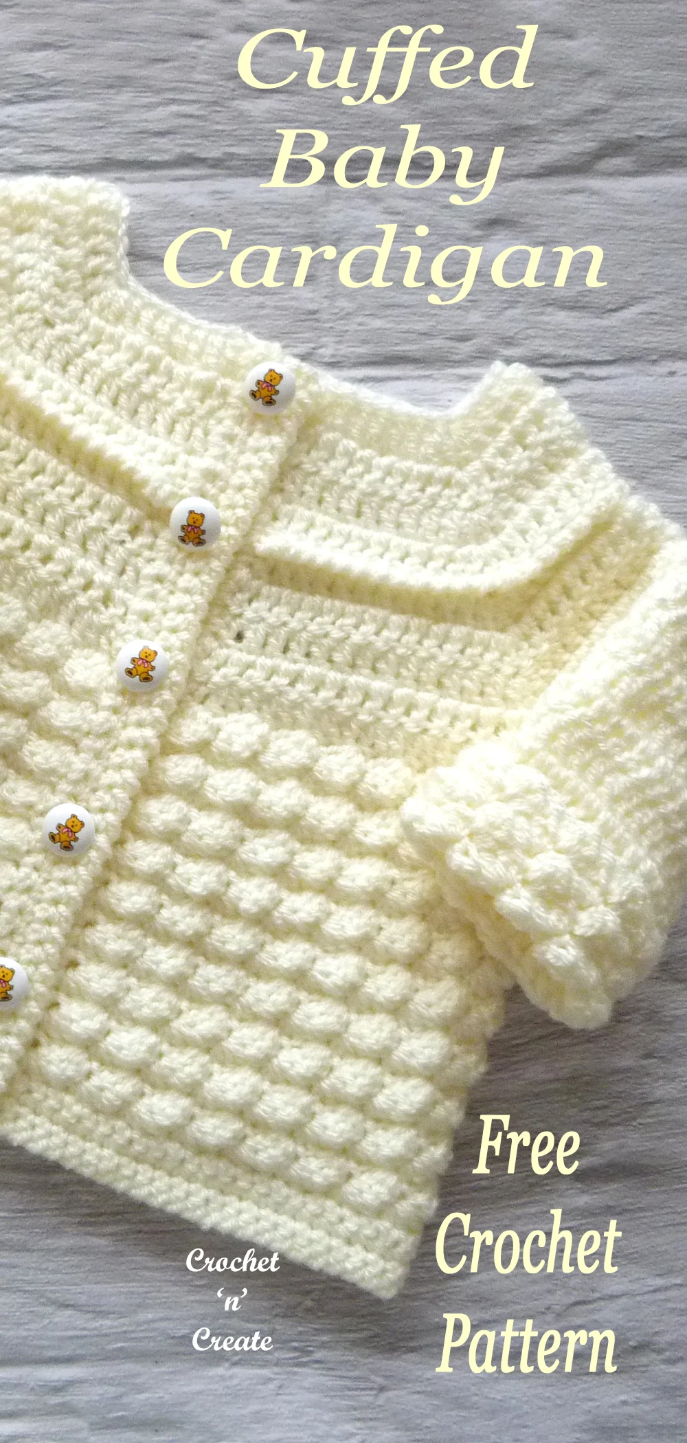 crochet cuffed baby cardigan free